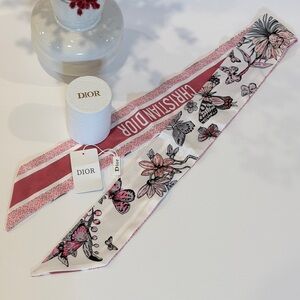 GWP Dior Beauty PINK Floral Twilly W/TUBE BOX 38” x 2.5”